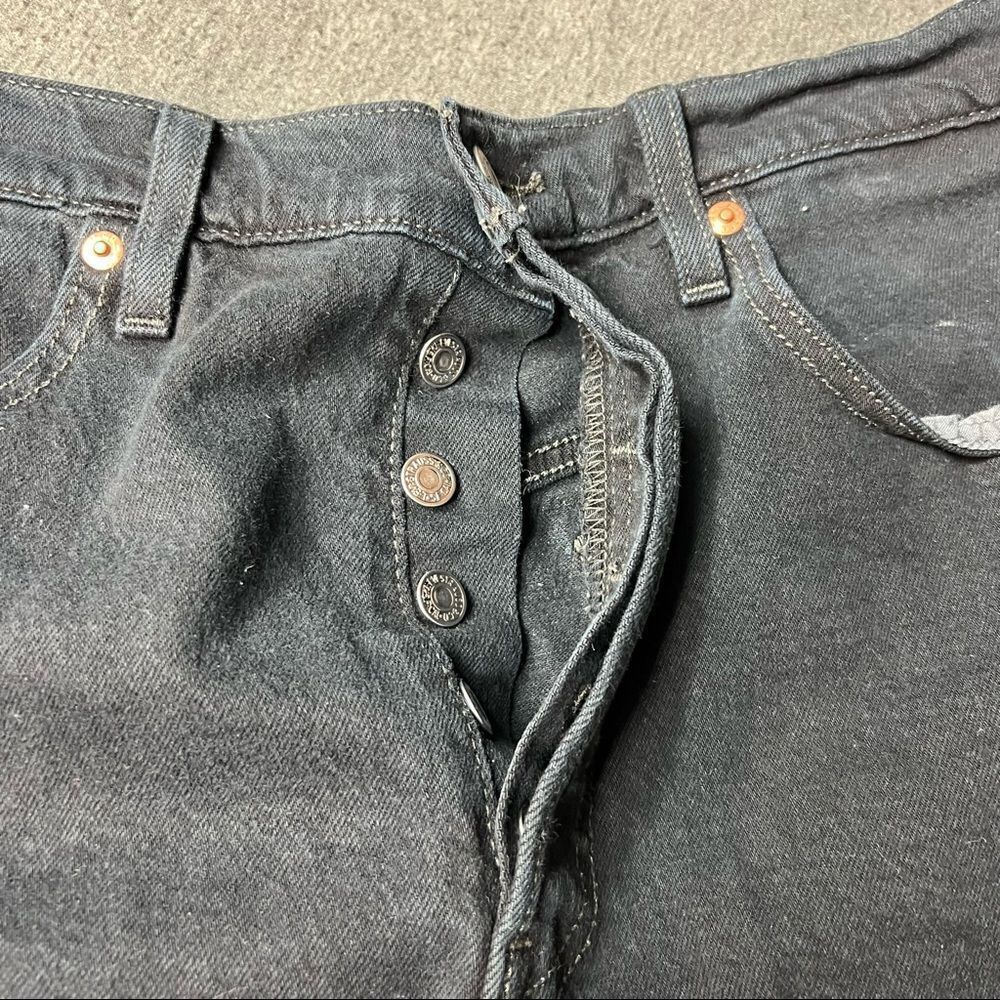 Levi’s 501 Black Frayed Hem Denim Shorts - Picture 6 of 8